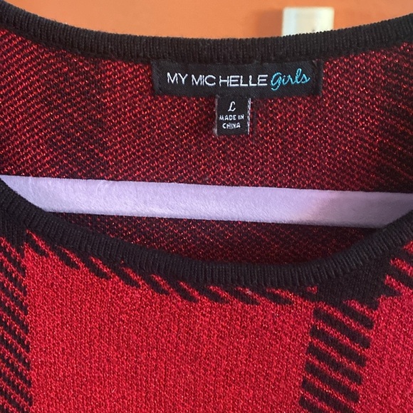 Girls Red/Black Plaid Sweater Dress Large ( D - 4) - Picture 3 of 5